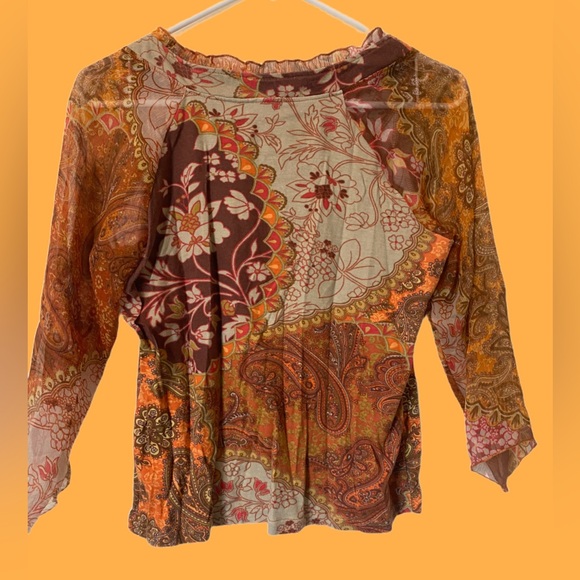 y2k Orange mesh sleeve top - Picture 2 of 5